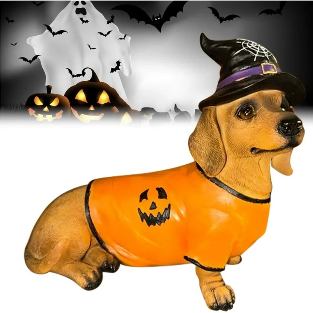 Dachshund  Halloween wooden statue NEW